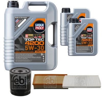 FEBI BILSTEIN Inspektionspaket 7L Liqui Moly Top Tec 4200 5W-30 für Peugeot 807