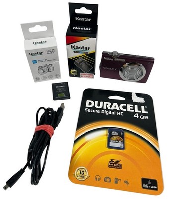 Nikon Coolpix S3000 Plum 12.0MP Digital Camera 2 Batt,  Charger, Sd card, &Cable