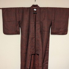 Boro Japanese Kimono Aged Textile Robe Wool Unlined Oriental Mural Style Japan