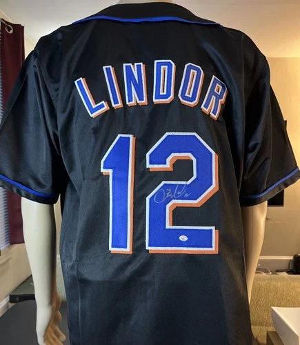 FRANCISCO LINDOR Signed Pro Style Baseball Jersey PAAS COA - NY Mets
