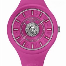Versus Versace Pink, Silver Lion Head, Silicone Waterproof Watch  Original Case