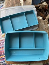 VTG Tupperware Stow and Go Arts Craft Organizer Blue Utility Box 767-2 Complete