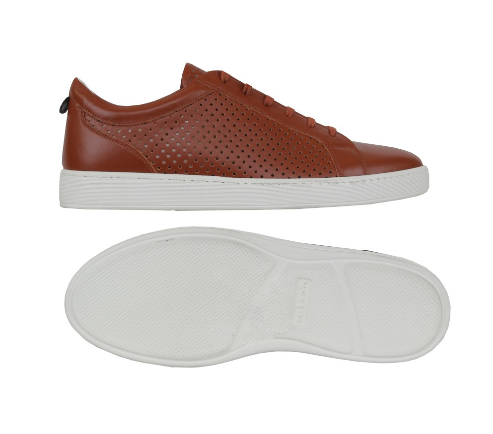 スニーカー KITON CALF LEATHER SNEAKERS $1500 Kiton Brown Calf Leather Sneakers - 10/9 - (KT814241