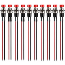 10pcs 7mm Prewired Mini Momentary Push Button 3V-6V-12V-24V-230V/1A 2 Pin Red 