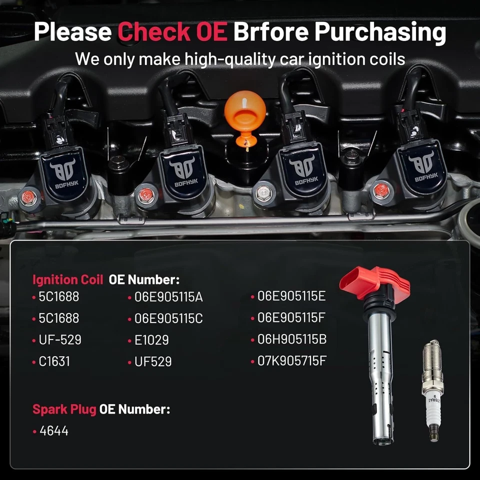 Pack Bobinas de Encendido UF529 e Iridio 4644 Compatible con Audi A3 Foto 3 de 4