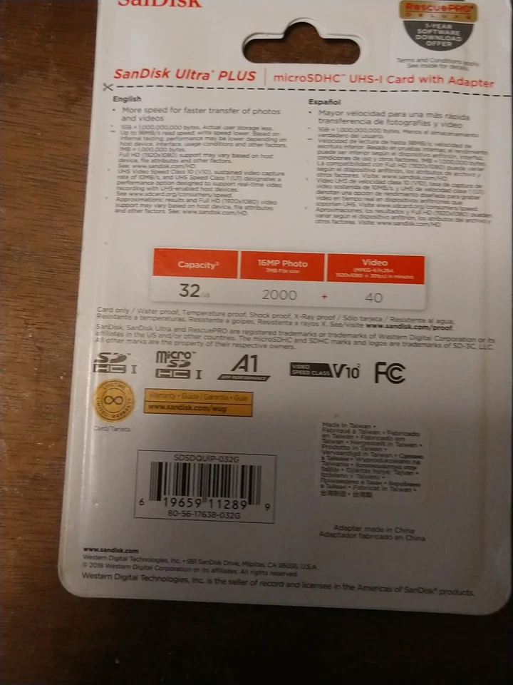 SanDisk Ultra Plus 32GB Micro SDHC UHS-I Memory Card with Adapter - BRAND NEW! - Image 3 of 4