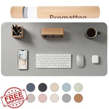 PROMATTOO Desk Pad 23.6"x13.7", Vegan Leather, Mist Gray, Non-Slip Mat