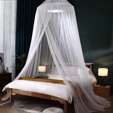 Sheer Net Bed Canopy Curtains K/Q/F/T Cribs Kids Adults White 24in Ring- 500in