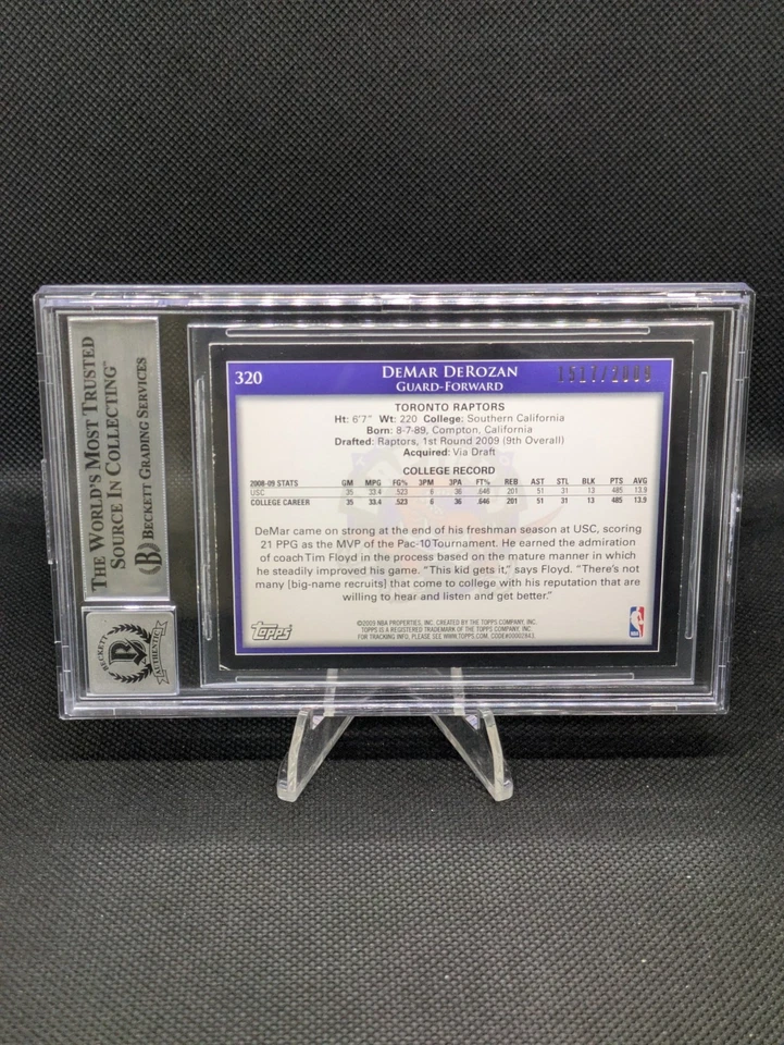 DeMar DeRozan Signed Card 2009-10 Topps Gold /2009 RC #320 Beckett BAS Auto 10 - Image 3 of 3