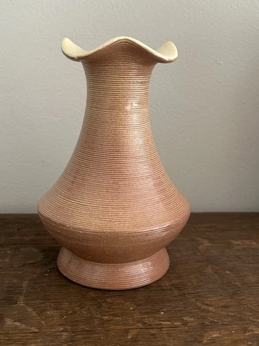 Red Wing Pottery Vase 954 Pink Ruffled Ribbed 6”