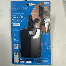 Enbrighten Outdoor Wi-Fi Dual Outdoor Smart Plug  - Black New (Read)/S8