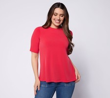 Susan Graver Women's Top Sz M Essentials Liquid Knit Crew-Neck Red A654218