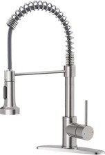 Kitchen Sink Faucet Brushed Nickel Swivel Single Handle Pull Down Sprayer Mixer