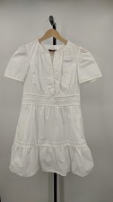 Quince Women 100% Organic Cotton Poplin Tiered Mini Dress Classic White M