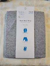 Time & Tru Multi-Wear Wrap Shaw Scarf One Size  - Light Gray