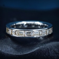 Size 6, Sterling 925 silver handmade ring, 925 stackable wedding band Cz