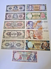 Ecuador  Banknote Set 5-10-20-50-100-500-1000-5000-10000-20000-50000 All UNC.