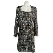 ALEXIA ADMOR Milli Tweed Multi Color Black Tuxedo Dress Size 14 NEW