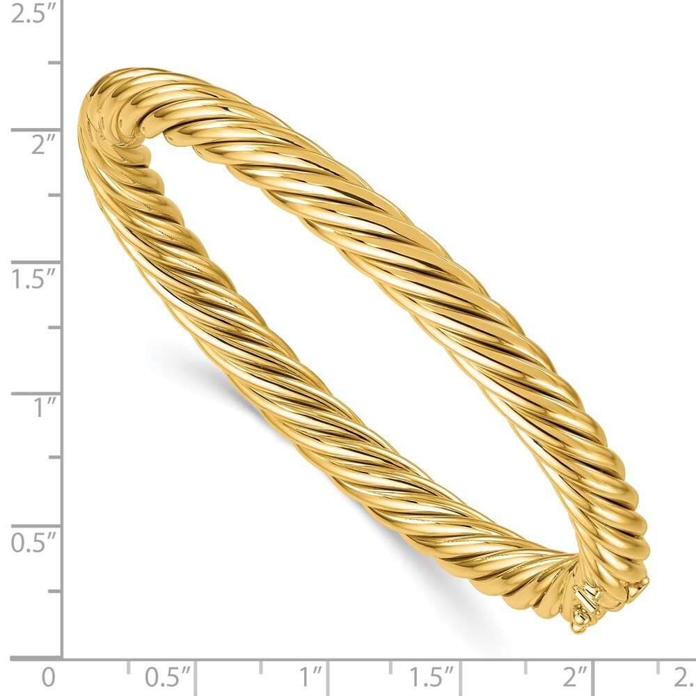 14K Yellow Gold Twisted 6.7mm Hinged Bangle Bracelet 24.73