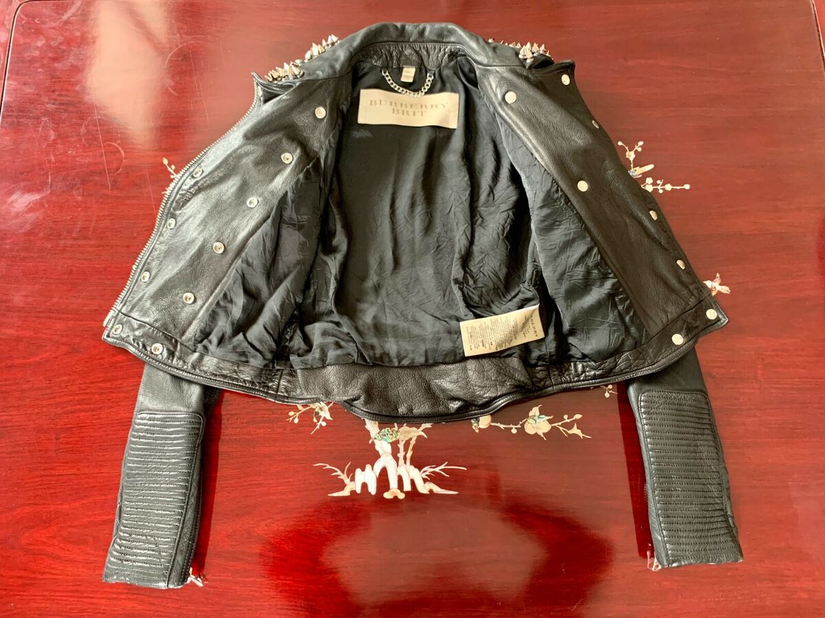 Burberry Brit Studded Quilted Motorcycle Biker Leather Burberry Brit Studded Quilted Motorcycle Biker Leather