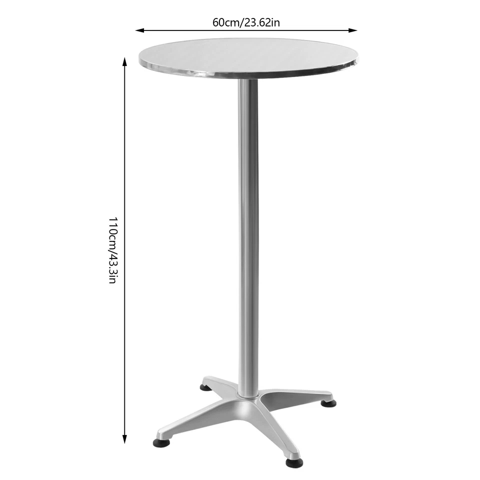 23.62 Round Aluminum Indoor-Outdoor Bar Height Table w/Flip-Up Table Adjustable - Image 2 of 4