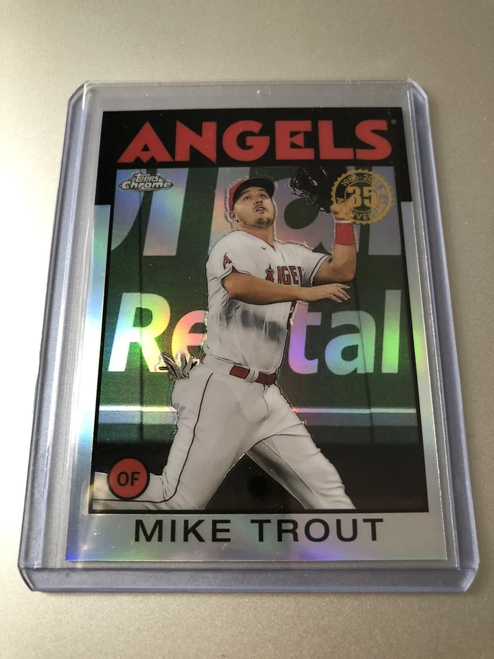 Mike Trout 2021 Topps Chrome 1986 Anniversary Retro Insert Refractor 86BC-2 - Image 2 of 3