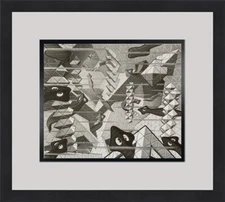 M.C. Escher - Flatworms Custom Gallery Framed Print  