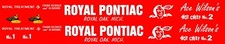 ACE WILSON'S ROYAL PONTIAC 1/64th Scale Drag NHRA Waterslide Decals Red Car