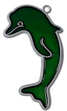 Stained glass look ornament window hanger suncatcher DOLPHIN 4 inch
