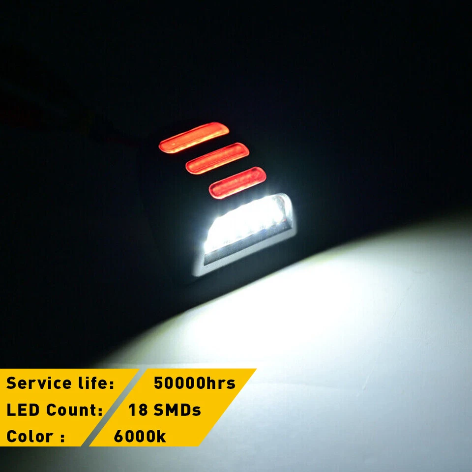 2X LED placa de licença luz tubo DRL vermelho para Chevy Silverado GMC Sierra 1500 2500 - Imagem 2 de 4