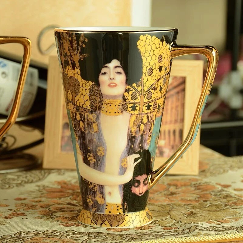 Klimt Kiss Arte Pintura Hueso China Taza de Café Leche Té Porcelana Vajilla Regalo Foto 3 de 4