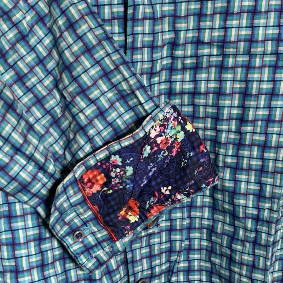 Robert Graham Men’s 1XLTE L/S Button Up Floral Shirt Blue/Green Stunning Colors - Image 3 of 4