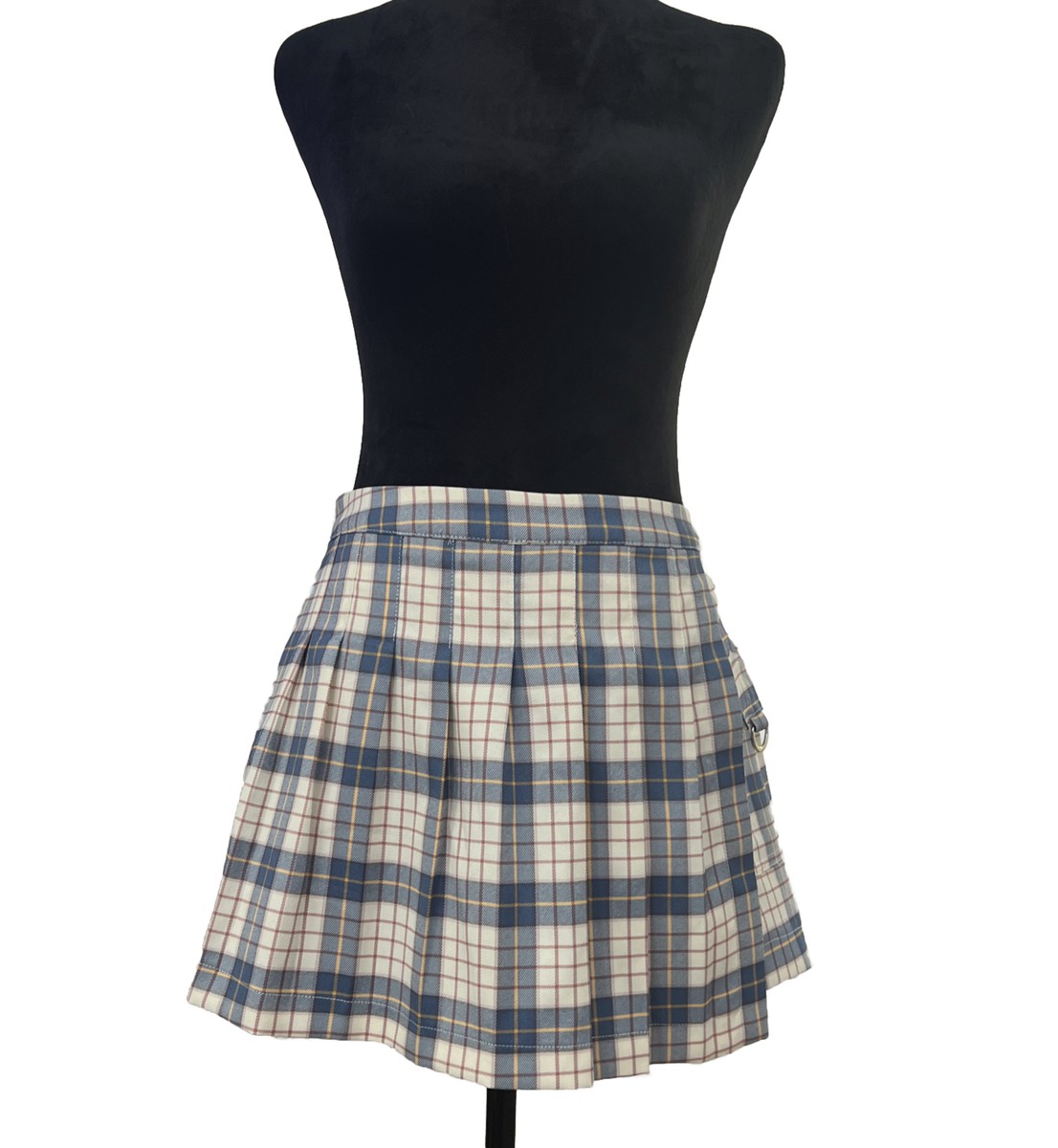 Forever 21 Colorful Pleated Plaid Skirt Skort Sz M Shorts Pocket High Waist  Blue