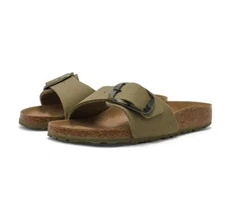 NEW Birkenstock Women's Madrid Vegan Big Buckle Open Toe Textile Slide Sandals