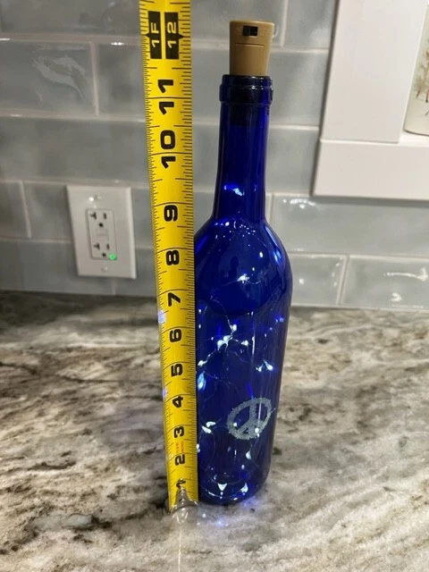 Светящаяся винная бутылка расписанная вручную знак мира пробка имеет выключатель - Изображение 2 из 4