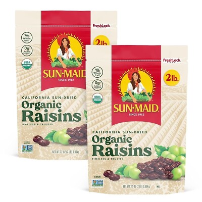 Sun Maid Organic California Sun-Dried Raisins 2 Bags-2 Lb, Total 4 Lbs ...