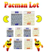 200 PACMAN BLUE YELLOW PACMAN LOT Apple Zip Baggies 1.0x1.0" to 2.0x2.0"