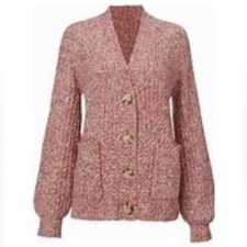 Cabi knit sweater cardigan women XS/TP button down balloon sleeves boxy grandpa