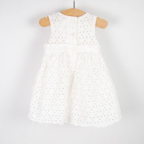 Gymboree ärmellos Ösen Spitze besondere Anlässe Kleid weiß Baby Größe 3-6 Monate - Bild 4 von 8