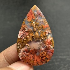 Scenic Moss Agate Cabochon 33x21x3mm High Quality 17 ct