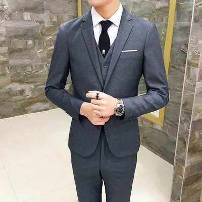 Mens One Button Coat Pant Wedding Suits 