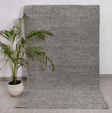 Bluish Grey Wool Hand Woven Flatweave Kilim Modern Boho Customize Rug