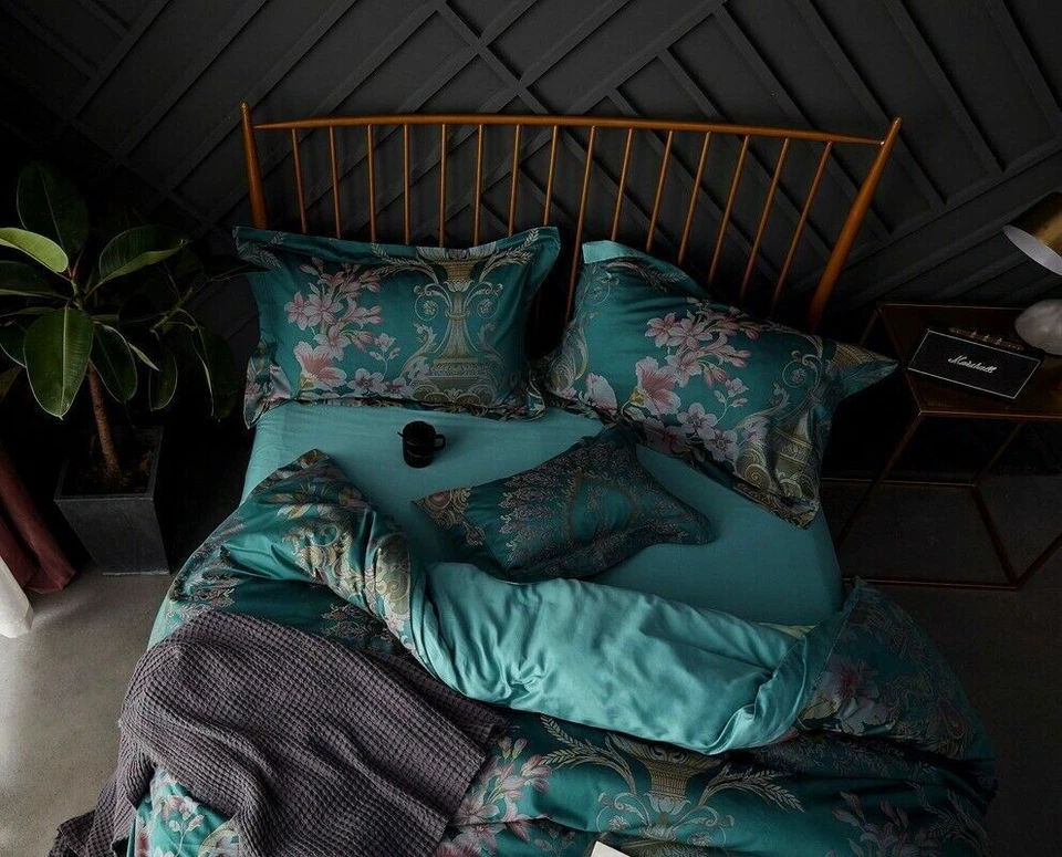 真丝棉 4 件套提花豪华中国床上用品套装大号被套 — 第 4/4 张图片