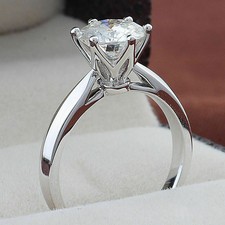Simulated 3.64CT White Round Cut Sapphire Women's Engagement Ring In 935 Silver