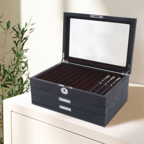 Penna in legno nera 1/2/3 strato display box penna stilografica da collezione 12/23/34 # - Foto 37 di 48