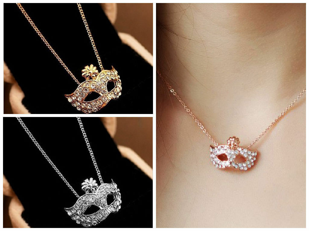 EYE MASK BALL Pendant NECKLACE Choker Diamond charm Fashion Women Chain Jewelry-image