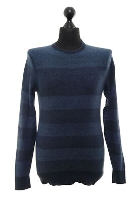 Tommy Hilfiger Herren Pullover Pulli S blau gestreift leicht Rundhals + Wolle