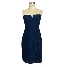 J Crew Cathleen strapless lace dress for weddings $275 Acropolis Blue NWT sz 4