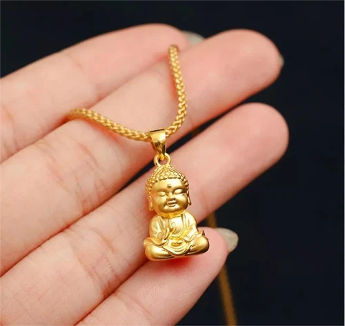 Reines 24K Gelbgold 999 Segen 3D Buddha Anhänger Herren Damen Charm Schmuck 1g - Bild 11 von 12