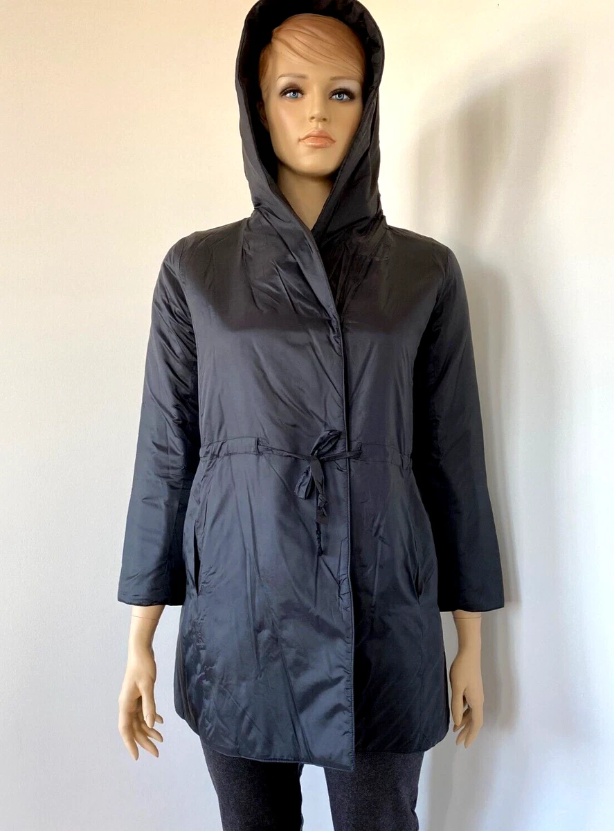 BNWT Eileen Fisher Eggshell Nylon Hooded Drawstring Puffer Coat